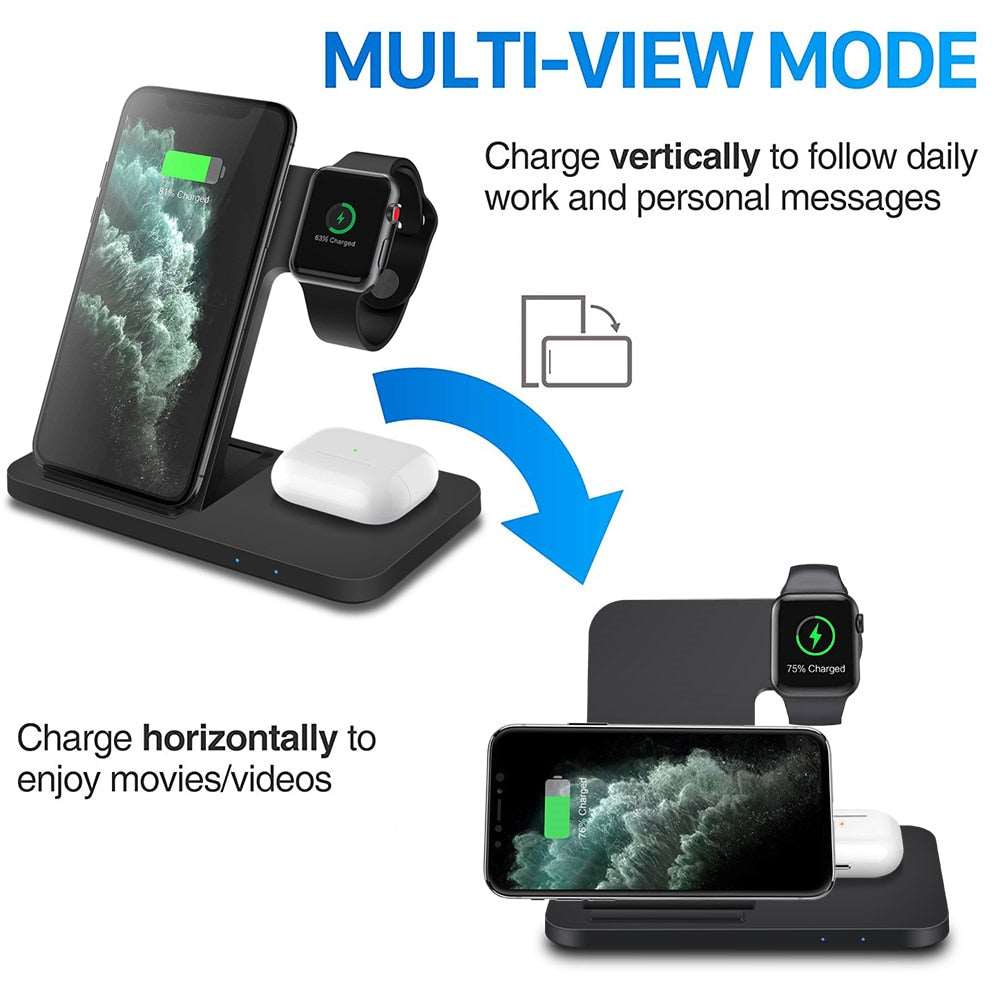 3in1 Wireless Fast Charger Dock Station - Qobeyhub