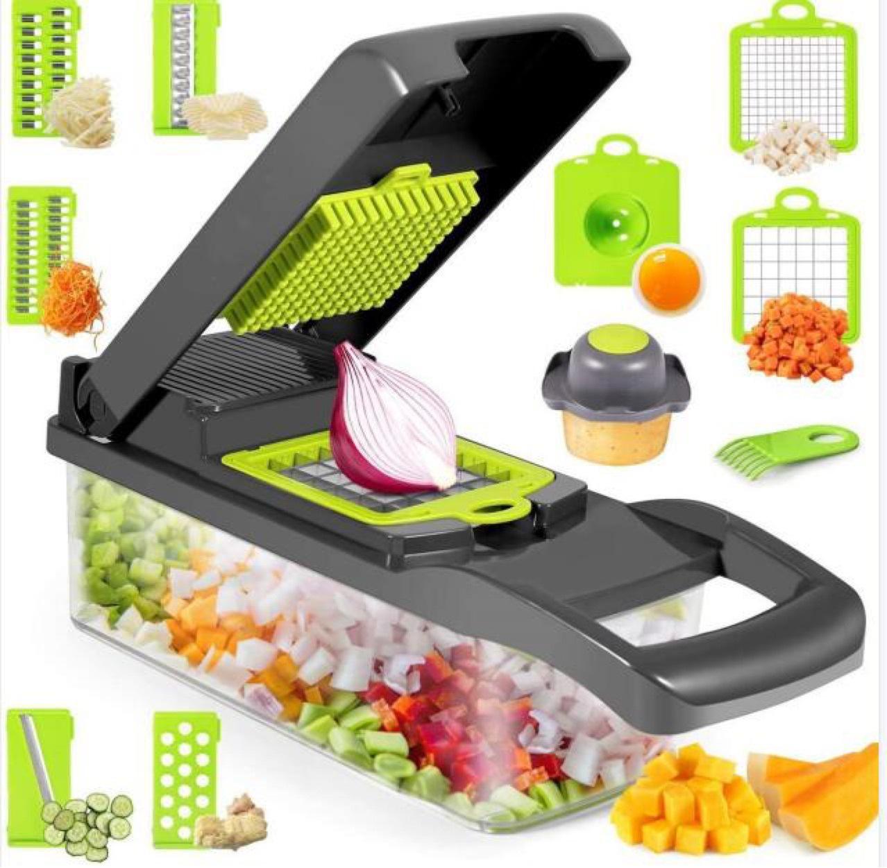 ProChop 14-in-1 Vegetable Chopper - Kitchen Mandoline Slicer with Anti-Slip Design & Drainage Basket - Qobeyhub