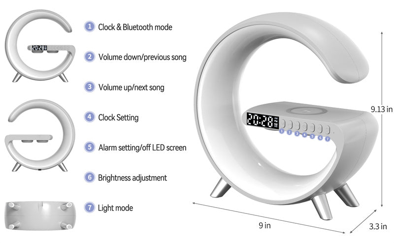 Bluetooth Speaker Wireless Charger Lamp - Qobeyhub