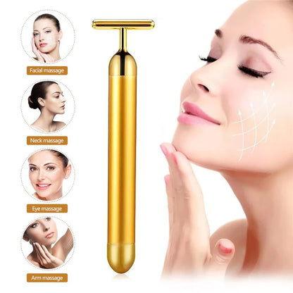 Energy 24K Gold T Beauty Bar Facial Roller Massager - Qobeyhub