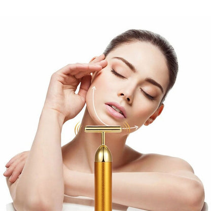 Energy 24K Gold T Beauty Bar Facial Roller Massager - Qobeyhub