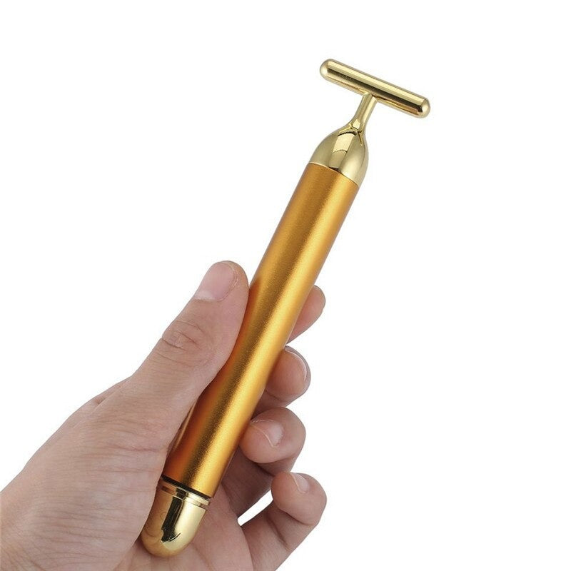 Energy 24K Gold T Beauty Bar Facial Roller Massager - Qobeyhub