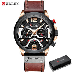 Military Leather Chronograph Wristwatch - Qobeyhub