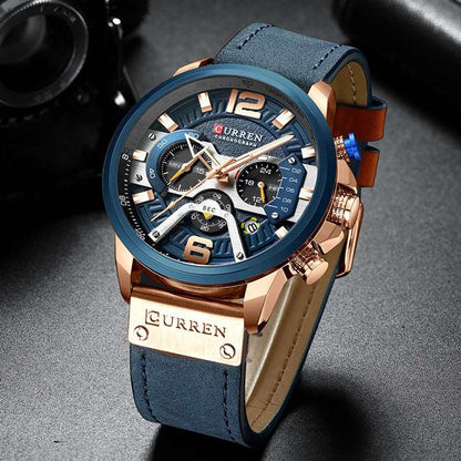 Military Leather Chronograph Wristwatch - Qobeyhub