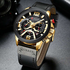 Military Leather Chronograph Wristwatch - Qobeyhub