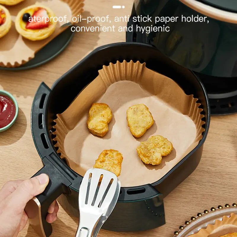 ✨ Disposable Air Fryer Liners - 50 Non-Stick, Heat-Resistant Square Parchment Paper Trays for Hassle-Free Cooking 🍳