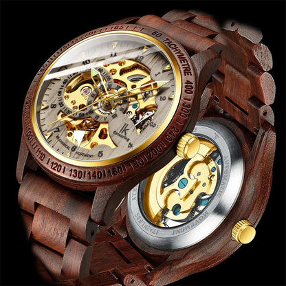 GrainGear Classic Wooden Men's Mechanical Watch - Qobeyhub