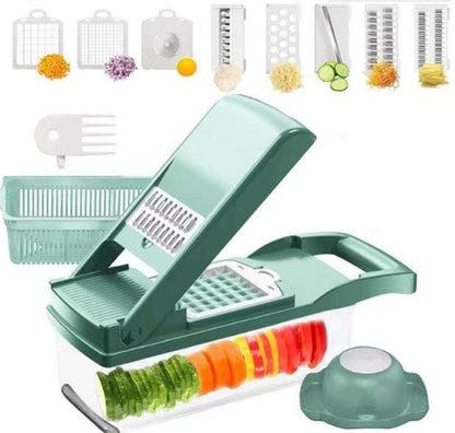 ProChop 14-in-1 Vegetable Chopper - Kitchen Mandoline Slicer with Anti-Slip Design & Drainage Basket - Qobeyhub