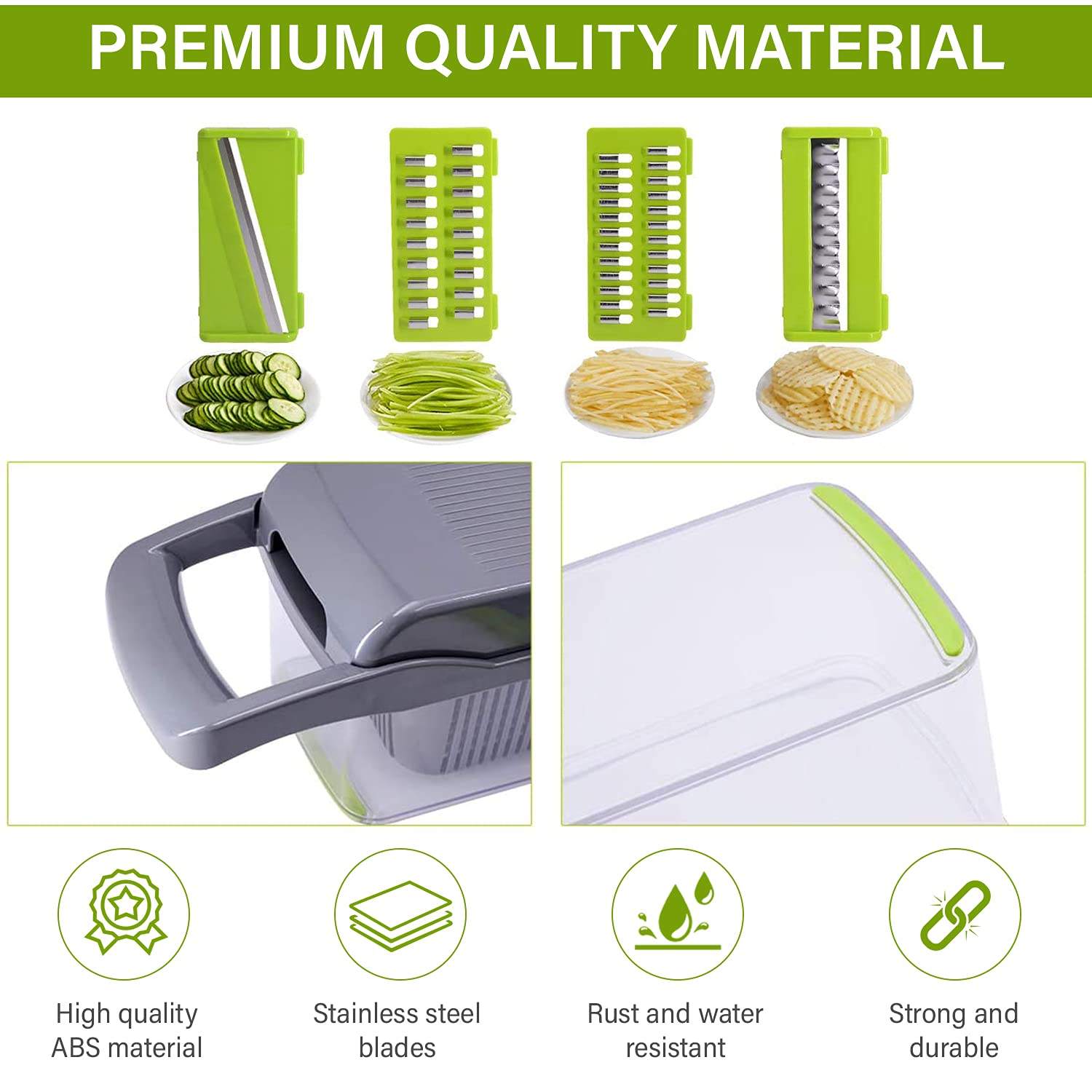 ProChop 14-in-1 Vegetable Chopper - Kitchen Mandoline Slicer with Anti-Slip Design & Drainage Basket - Qobeyhub