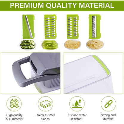 ProChop 14-in-1 Vegetable Chopper - Kitchen Mandoline Slicer with Anti-Slip Design & Drainage Basket - Qobeyhub