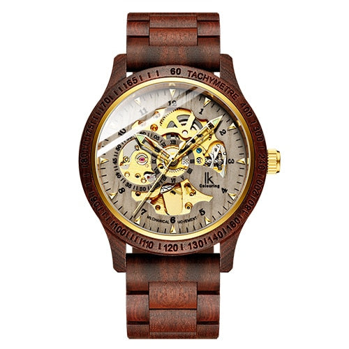 GrainGear Classic Wooden Men's Mechanical Watch- Qobeyhub